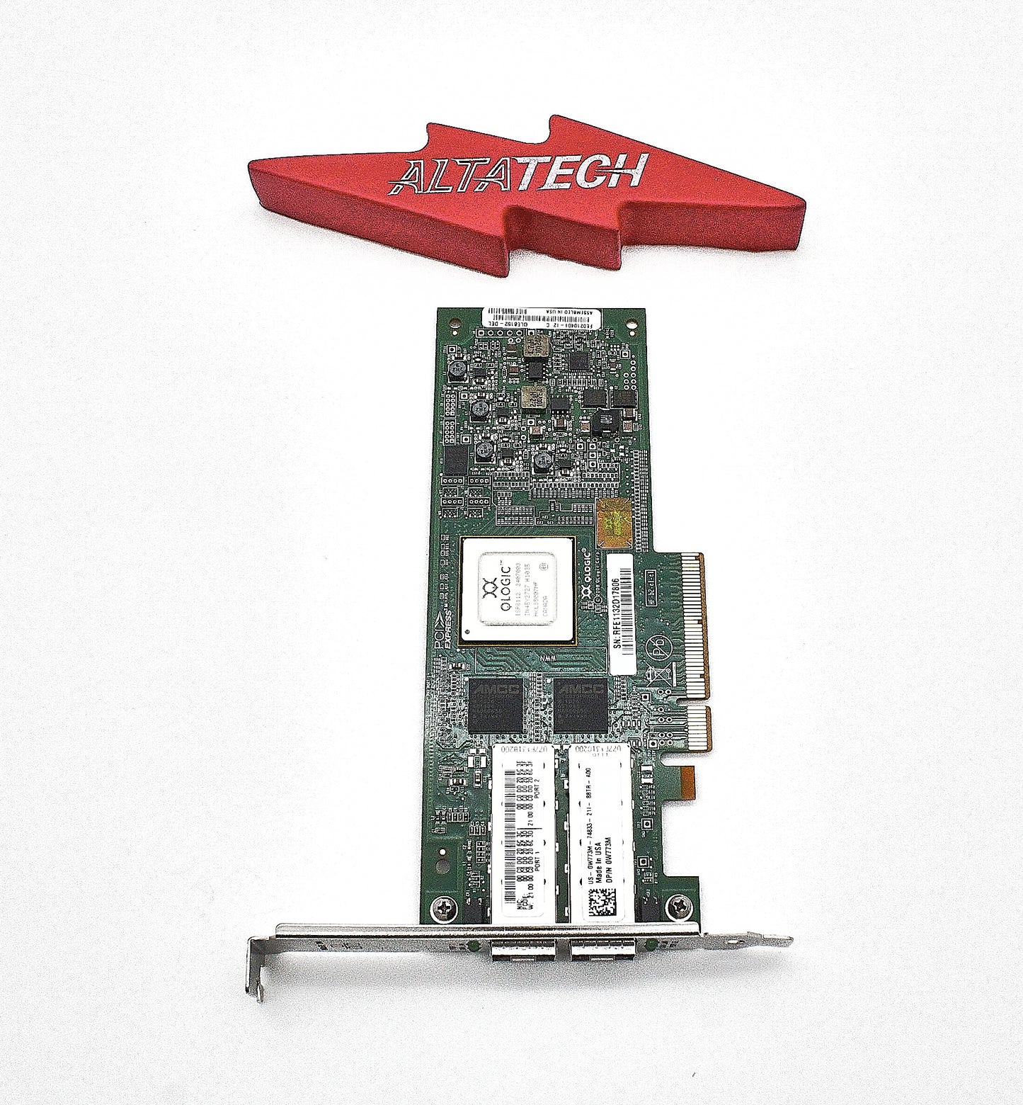 Dell 0W773M 10Gbe Dual Port CNA PCIE QLE8152 FH, Used
