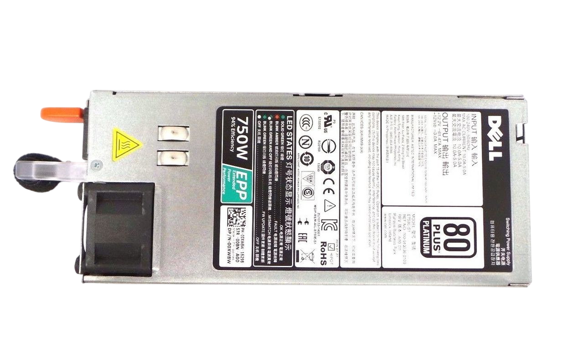 Dell 0XW8W Astec PowerEdge R730 / R630 / T430 750W Power Supply, Used