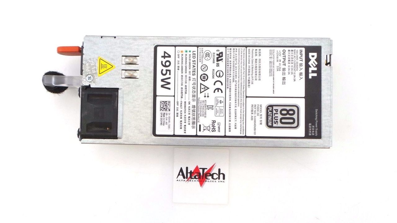 Dell 013MD5 80 Plus Platinum 495W Power Supply, Used