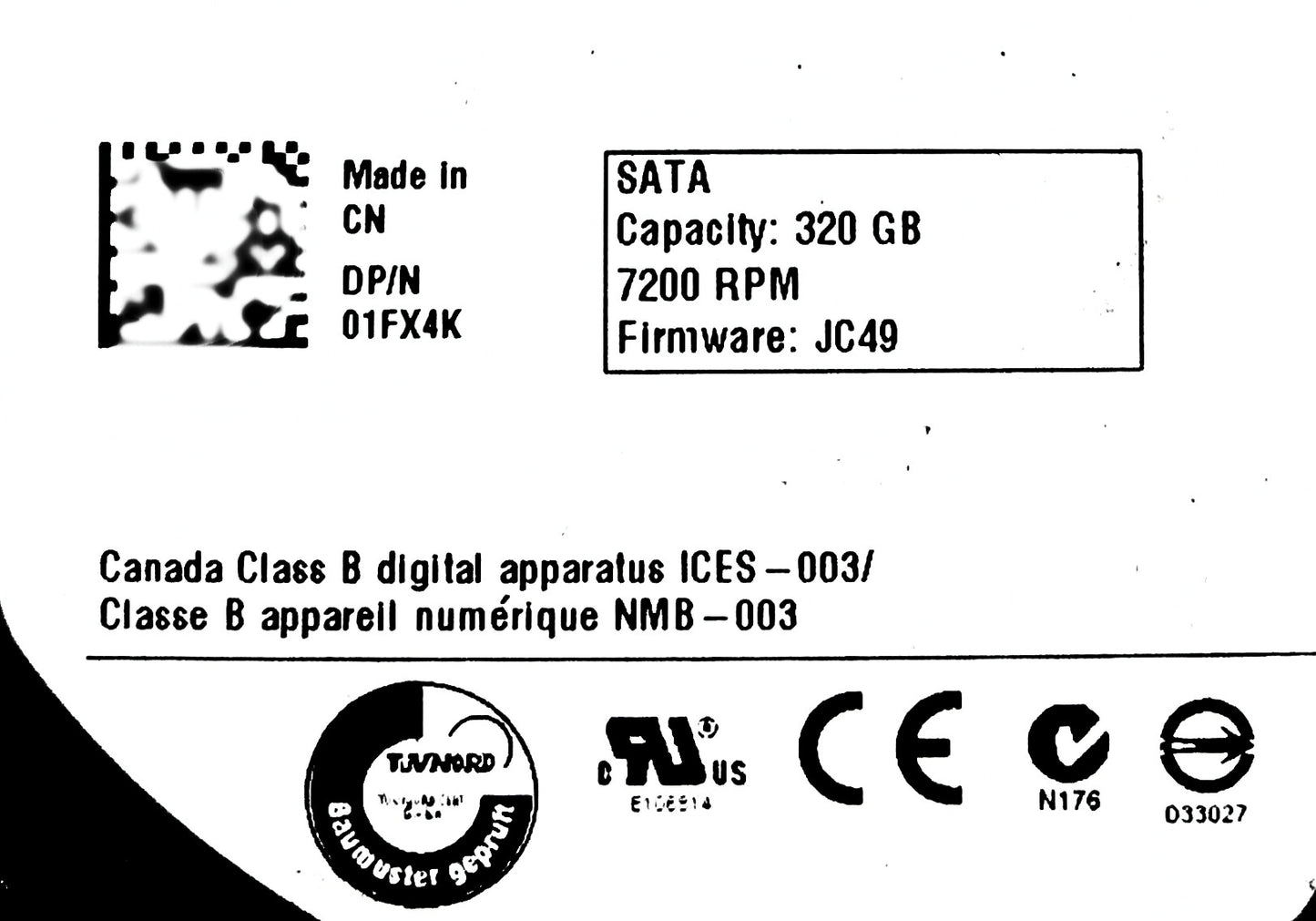 Dell 1FX4K 320GB 7.2K SATA 3.5 6G ST3320413AS, Used