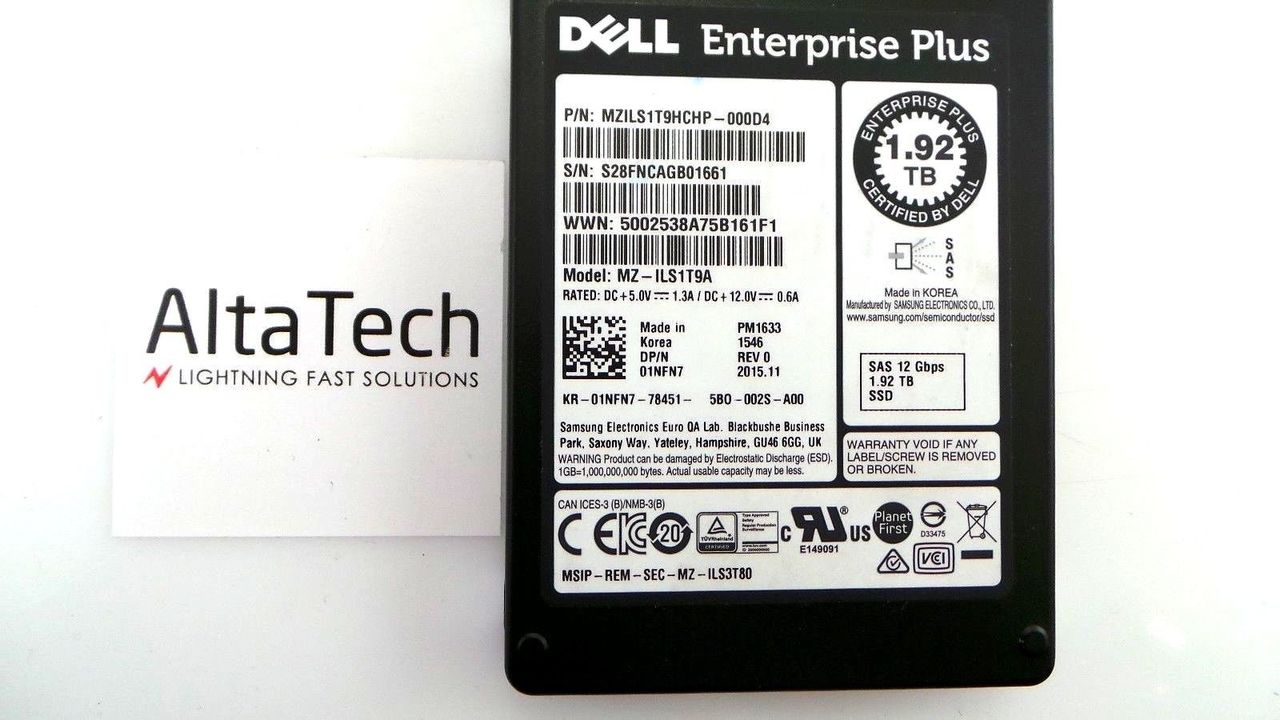 Dell 1NFN7 1.92TB SSD SAS 2.5" 12G RI, Used