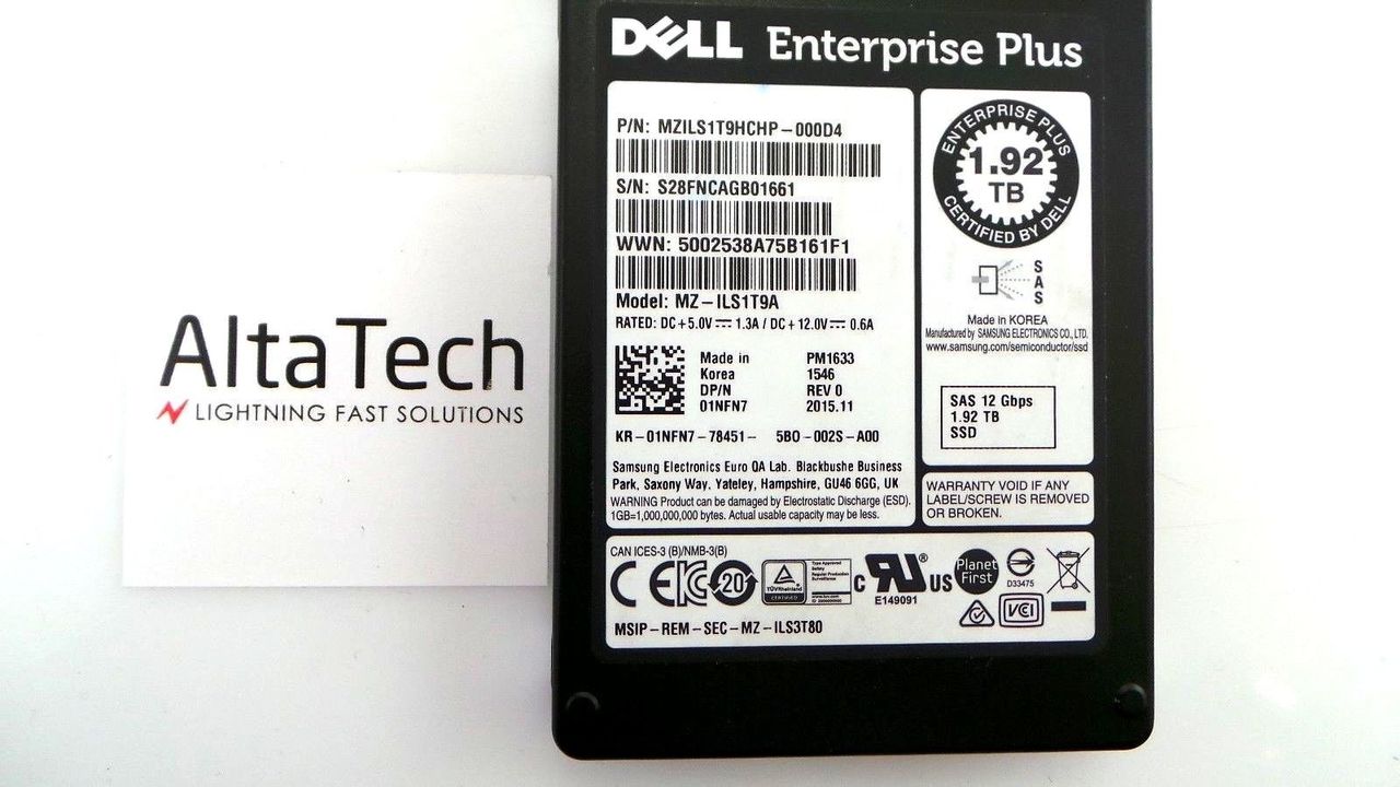 Dell 01NFN7 1.92TB SSD SAS 2.5" 12G RI, Used