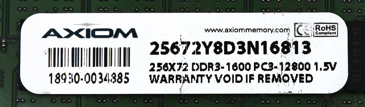 Dell 25672Y8D3N16813 8GB PC3-12800E DDR3-1600 1RX8, Used