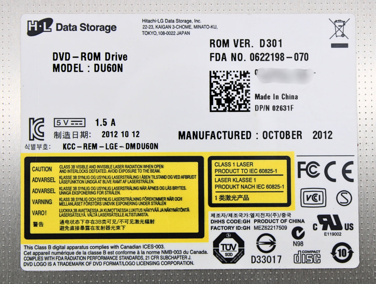 Dell 2631F DVD-ROM 8X Slimline SATA R620, Used