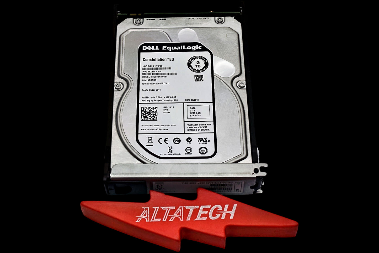 Dell 2P4N9-EQL 2TB 7.2K SATA 3.5 6G HDD EQL, Used