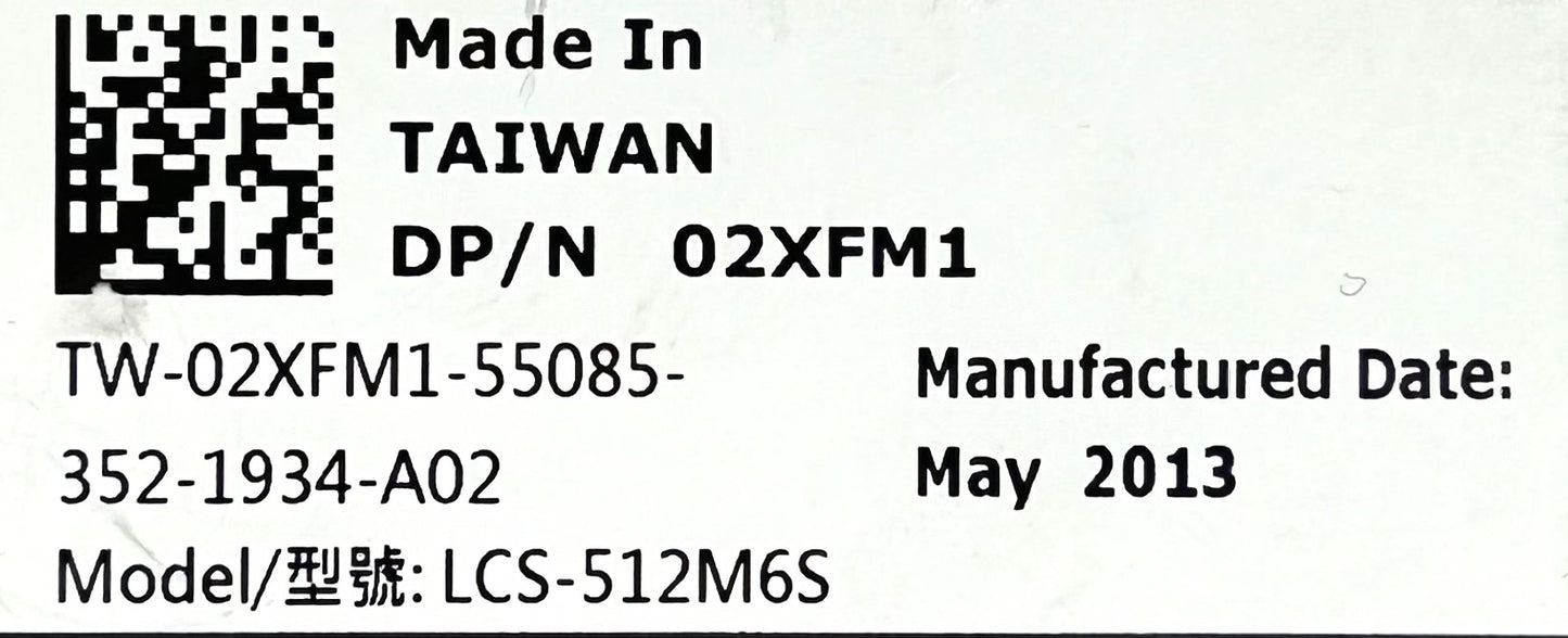 Dell 2XFM1 512GB SSD SATA 2.5 6G LCS-512M6S, Used