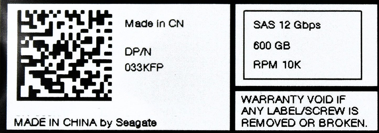 Dell 33KFP 600GB 10K SAS 2.5 12G EP+, Used