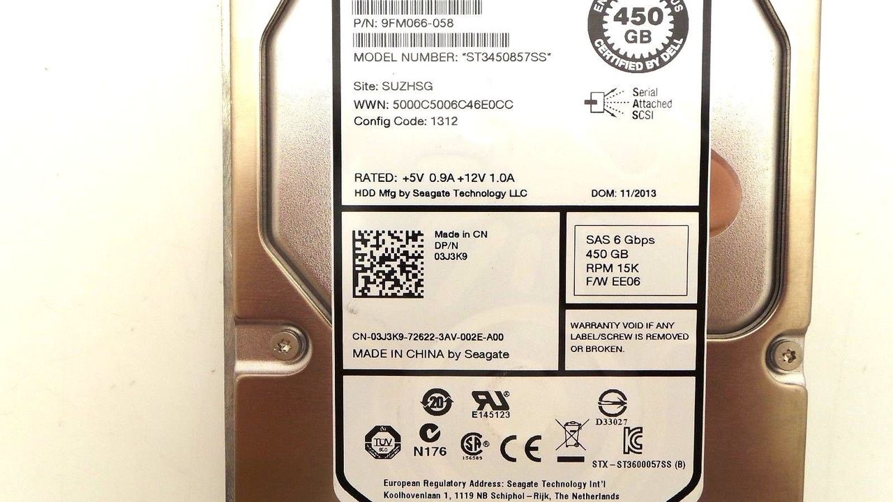 Dell 3J3K9-CML Compellent 450GB 15K SAS 3.5" 6G, Used