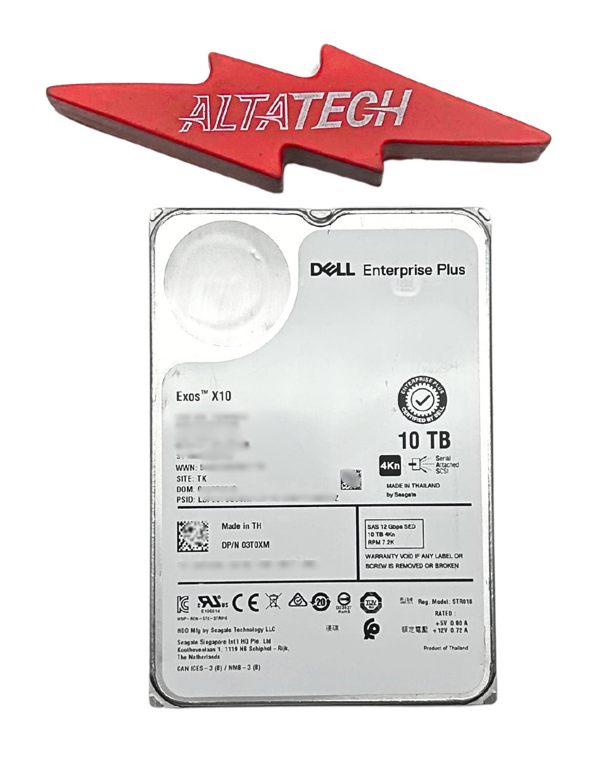 Dell 3T0XM-CML 10TB 7.2K SAS 3.5 12K 4K SED ST10000NM0246 / 2AA222-257, Used