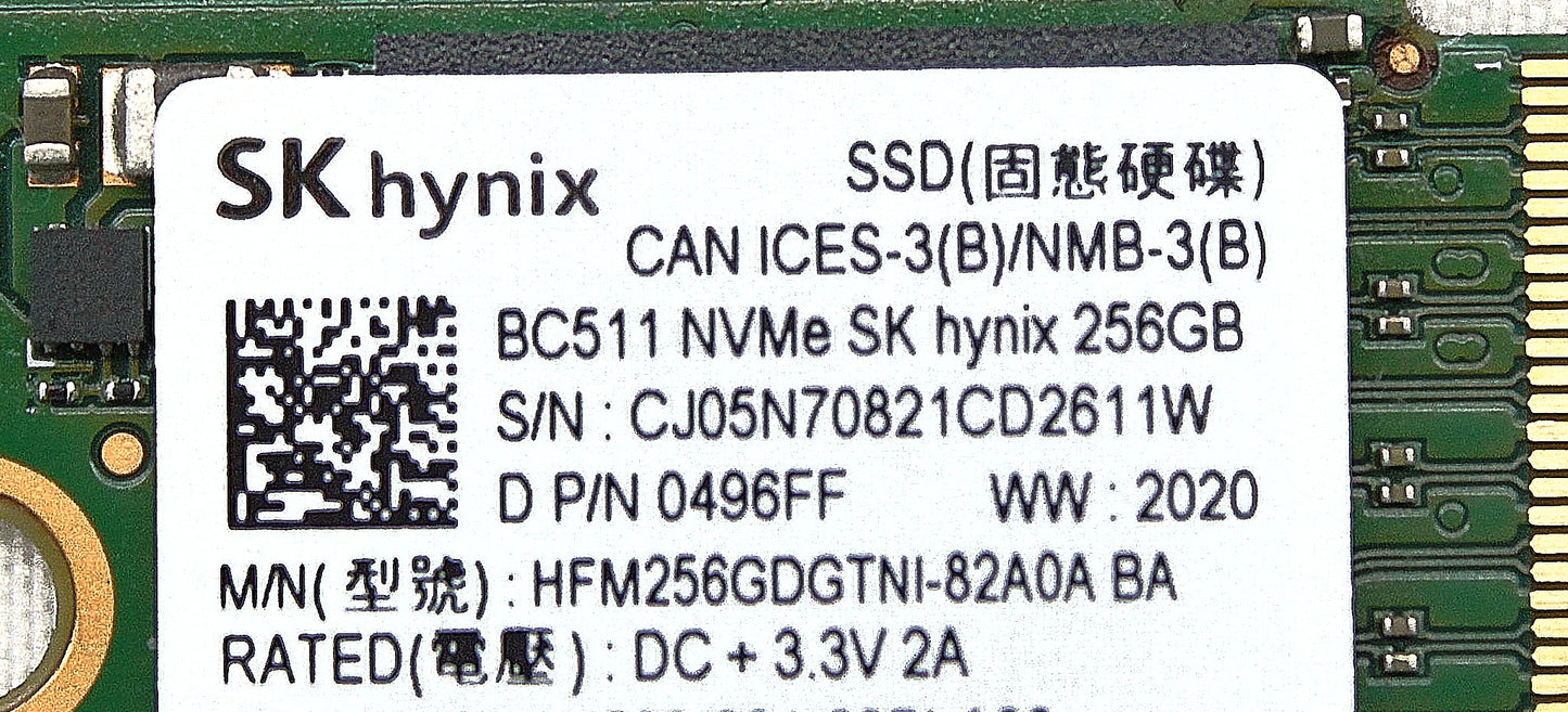 Dell 496FF 256GB SSD M.2 PCIE NVME 30 BC511 (1, Used