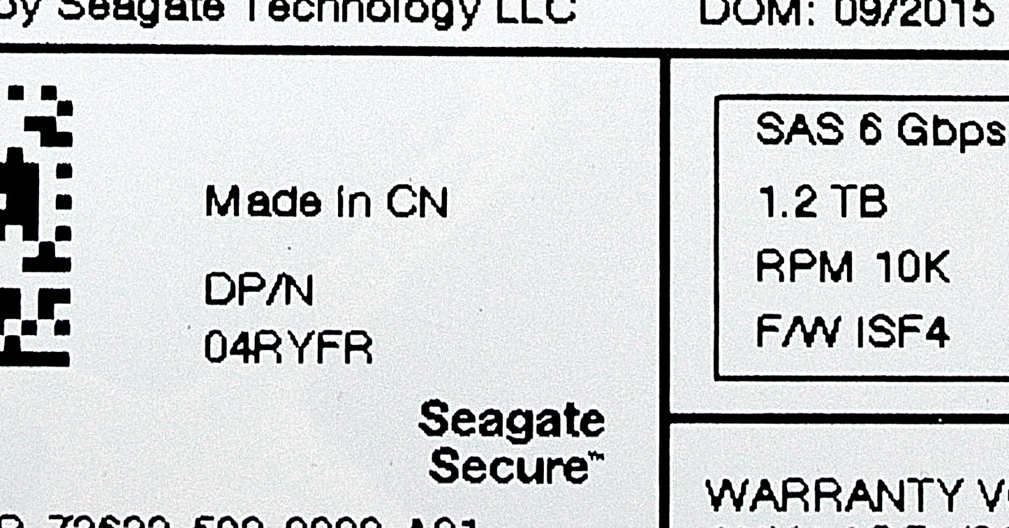 Dell 4RYFR 1.2TB 10K SAS 2.5 6G SED, Used