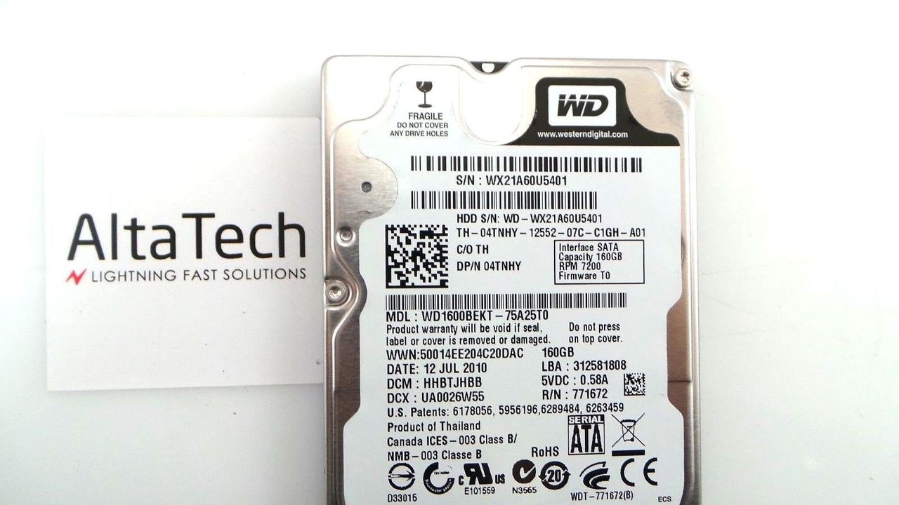 Dell 4TNHY Western Digital 160GB 7.2K SATA 3.5" Hard Drive, Used