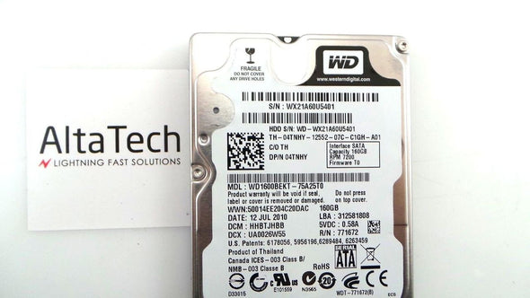 Dell 04TNHY Western Digital 160GB 7.2K SATA 3.5" Hard Drive, Used