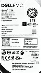 Dell 50FY7-CML 6TB 7.2K SAS 3.5 12G ST6000NM035A / 2R7231-157 EP+, Used