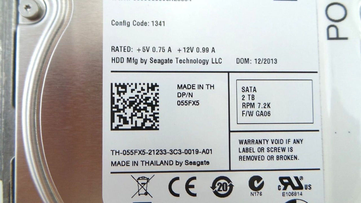 Dell 055FX5 2TB 7.2K SATA 3.5 6G, Used