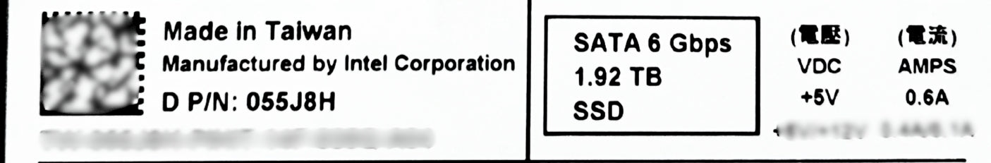 Dell 55J8H 1.92TB SSD SATA 2.5 6G MU S4610 SSDSC2KG019T8R, Used