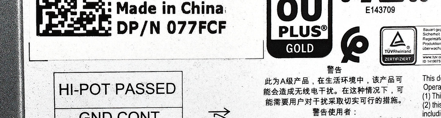 Dell 77FCF 600W P/S H600E-S1 MD1200/MD3200, Used