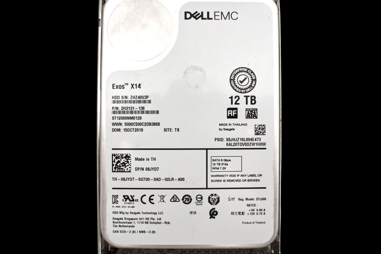 Dell 8JYD7 12TB 7.2K SATA 3.5 6G ST12000NM0128, Used
