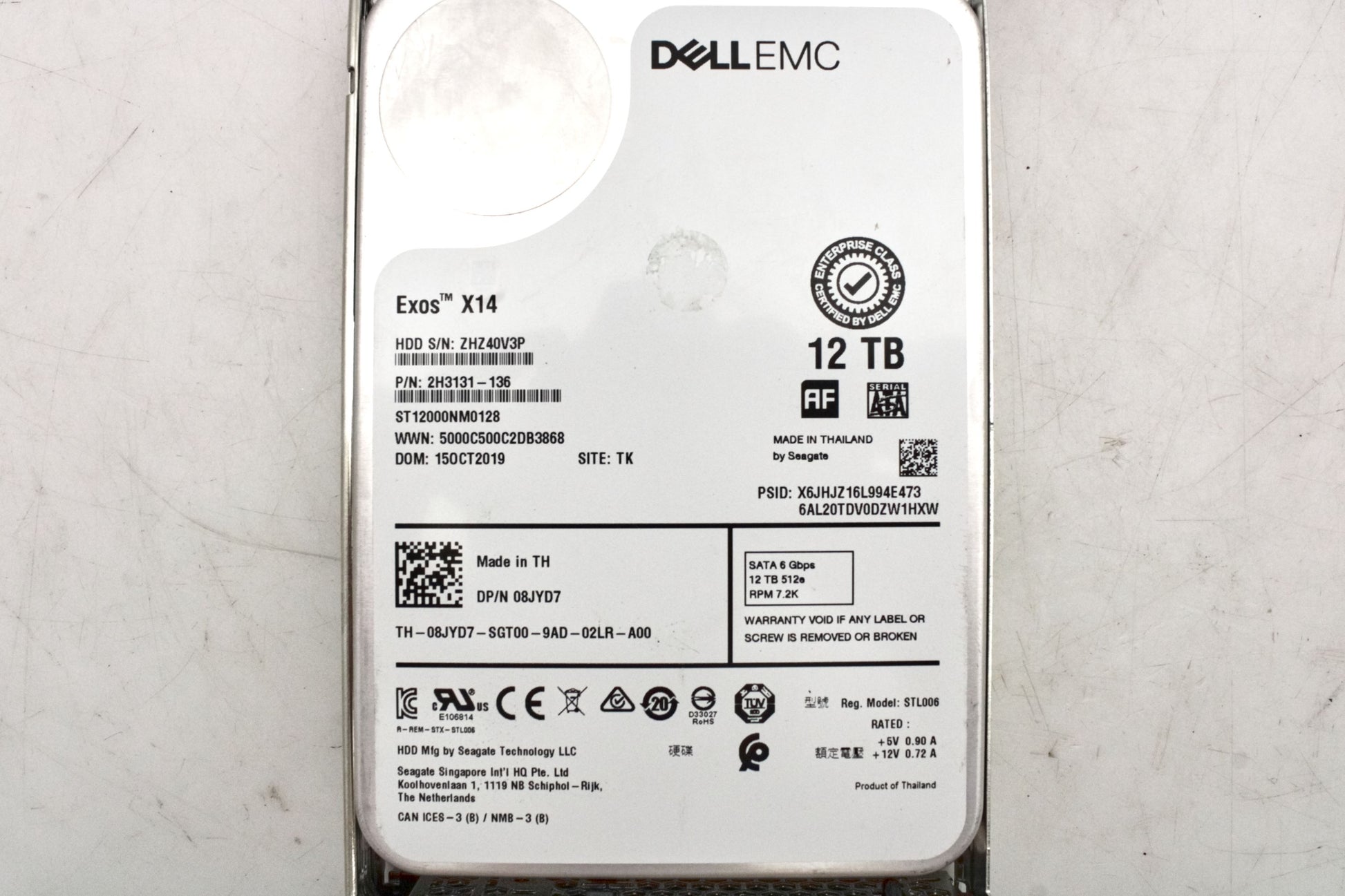Dell 8JYD7 12TB 7.2K SATA 3.5 6G ST12000NM0128, Used