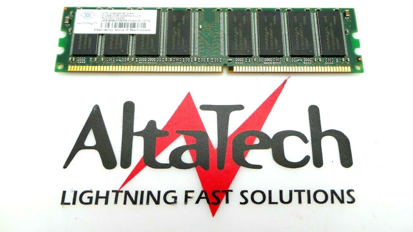 Dell 8T915 Dell 8T915 512MB PC2700U DDR-333 64X64 N-ECC RAM Memory Nanya NT512D64S8HB1G-6K, Used
