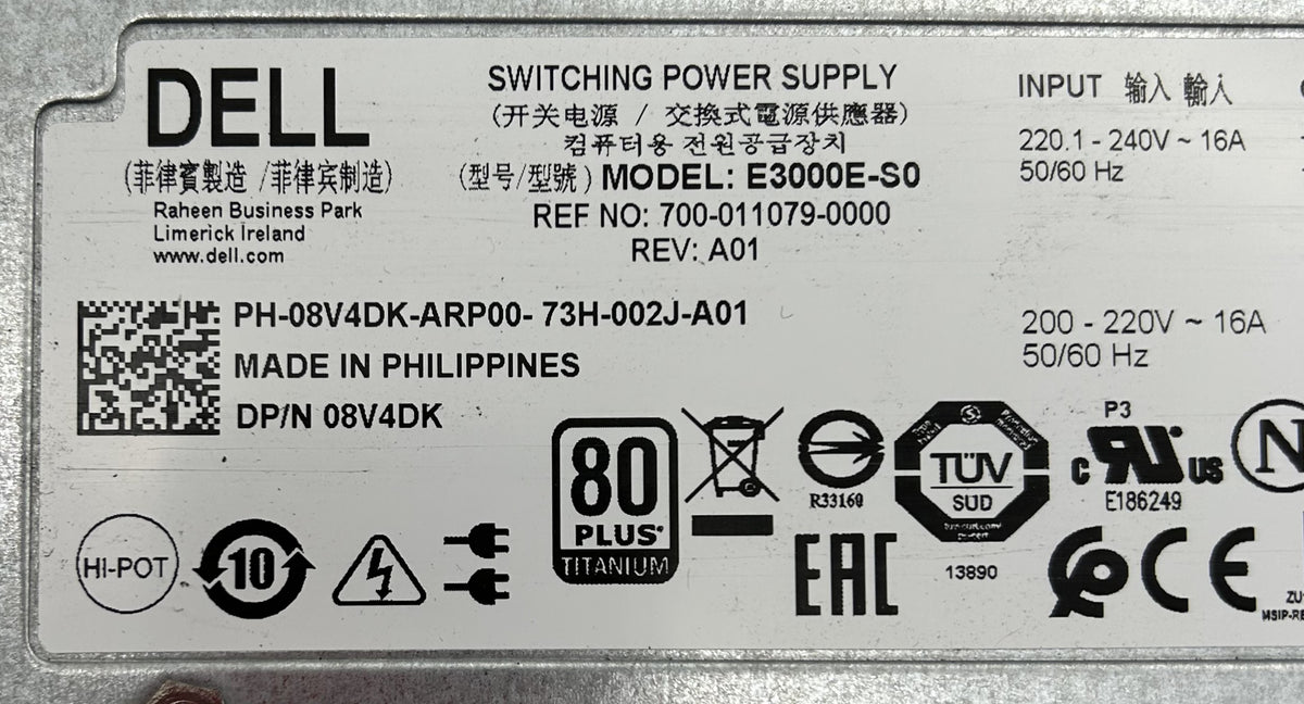 Dell 8V4DK 3000W POWER SUPPLY ASTEC M1000E, Used