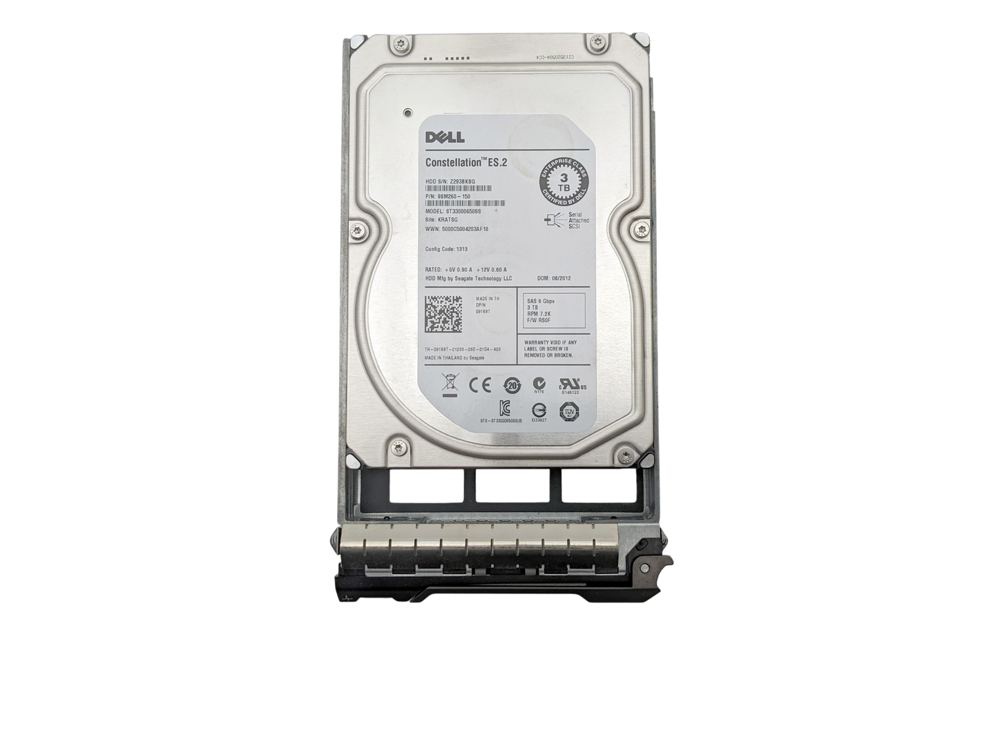 Dell 091K8T 3TB 7.2K SAS 3.5 6G, Used