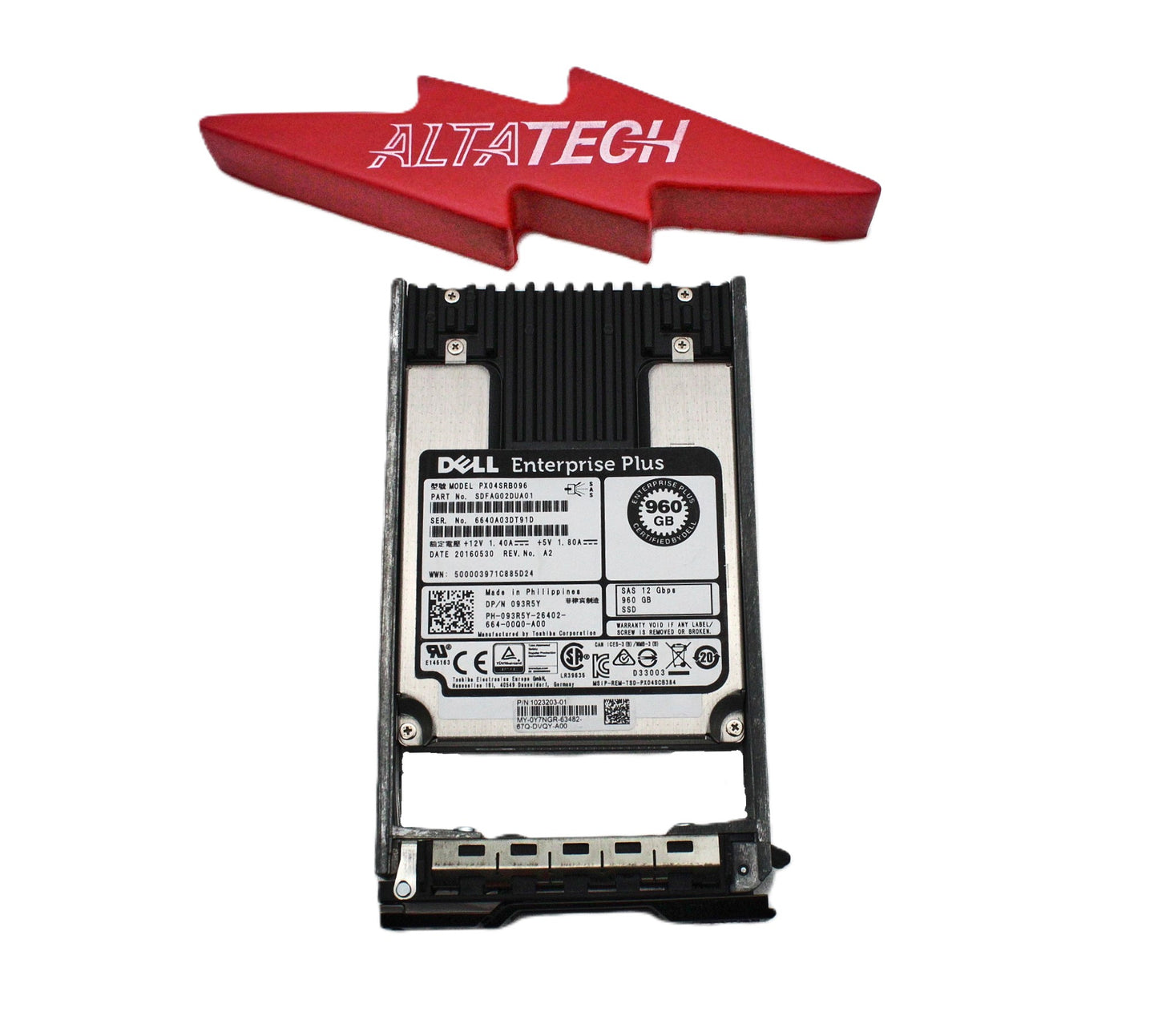 Dell 93R5Y-CML 960GB SSD SAS 2.5 12G EP+ PX04SRB096 / SDFAG02DUA01, Used