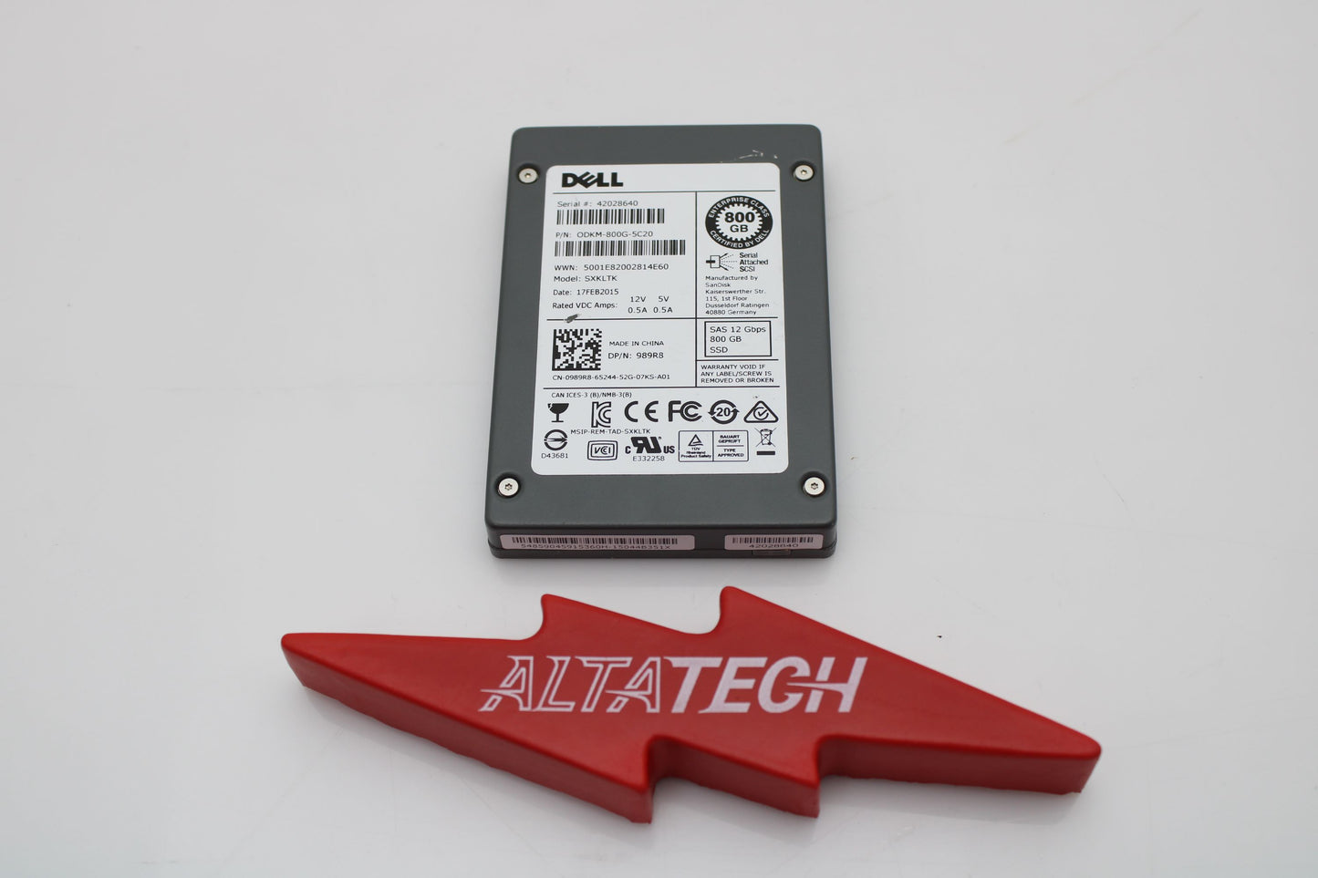 Dell 989R8 800GB SSD SAS 2.5 12G MU, Used