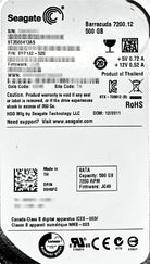 Dell 9H0FC 500GB 7.2K SATA 3.5 6G 16M SEGATE, Used