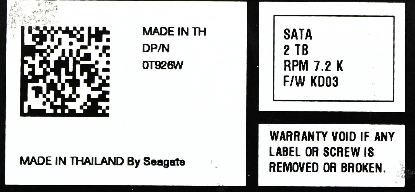 Dell 9JW168-536-EQL 2TB 7.2K SATA 3.5 6G ST32000644NS / 9JW168-536, Used