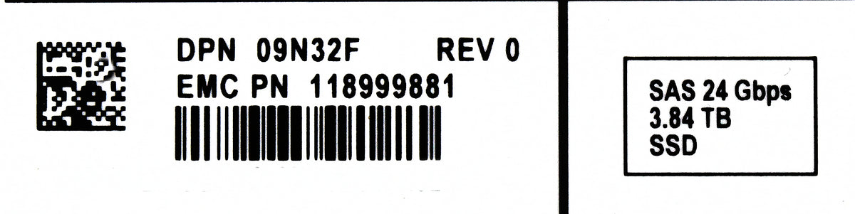 Dell 9N32F 3.84TB SSD SAS 2.5 24G RI TLC PM1653 MZILG3T8HCLSAD3 ME5, Used