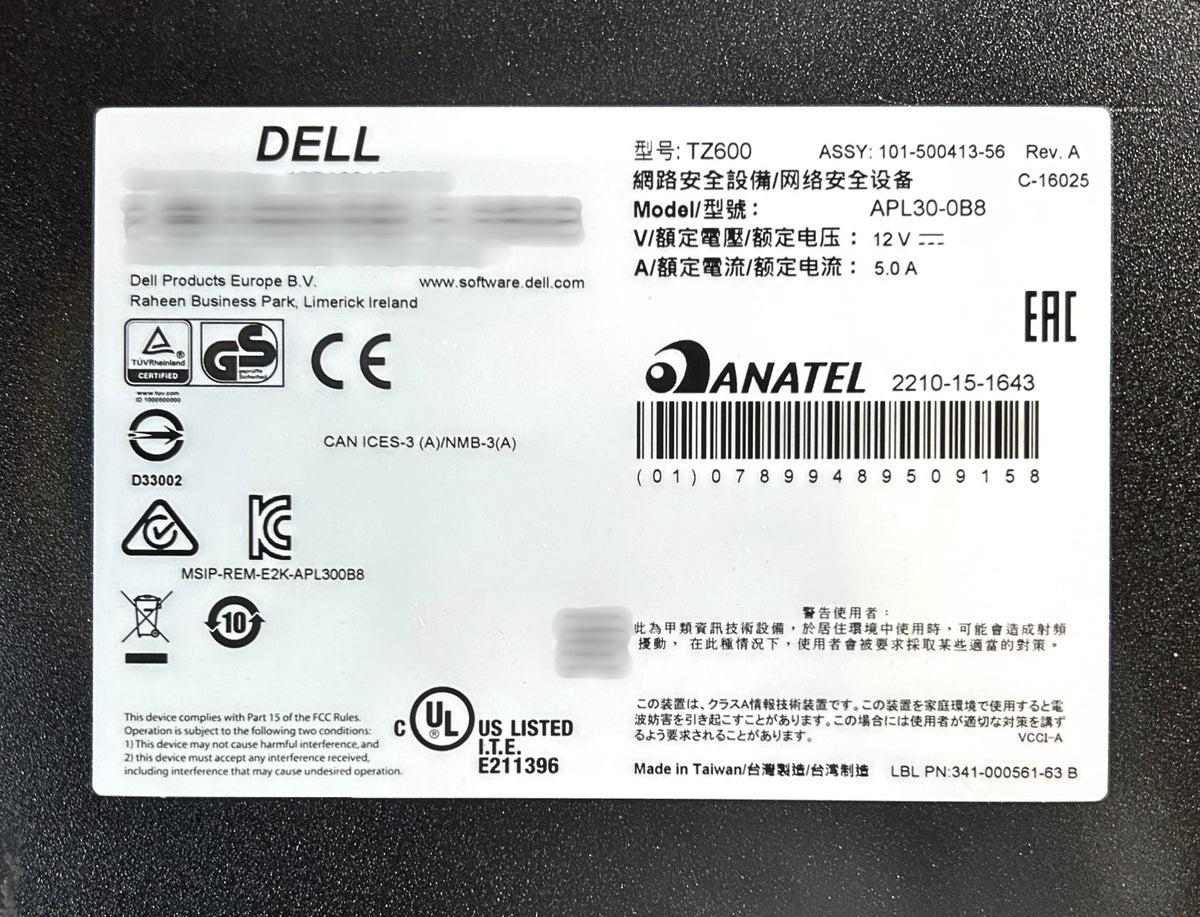 Dell APL30-0B8 SonicWall TZ600 10-Port Firewall Security Appliance, Used