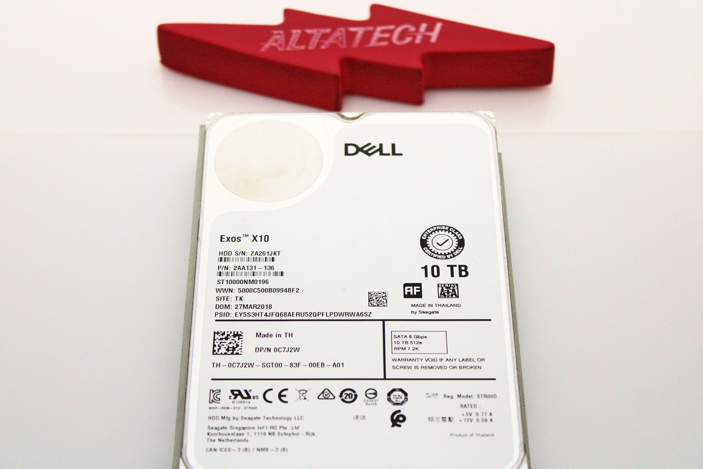 Dell C7J2W 10TB 7.2K SATA 3.5 6G ST10000NM0196 / 2AA131-136, Used