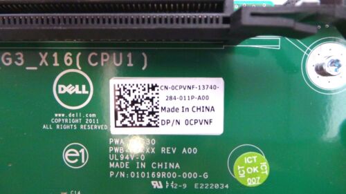 Dell CPVNF PowerEdge R720 Riser 3 Card 1xPCI-E x16, Used
