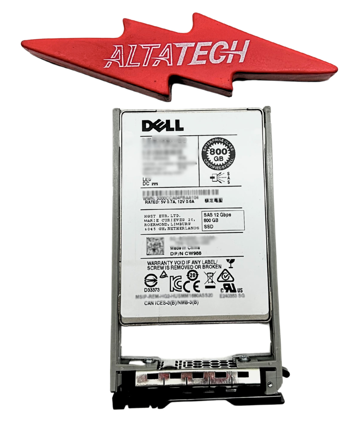 Dell CW988 800GB SSD SAS 2.5 12G WI, Used