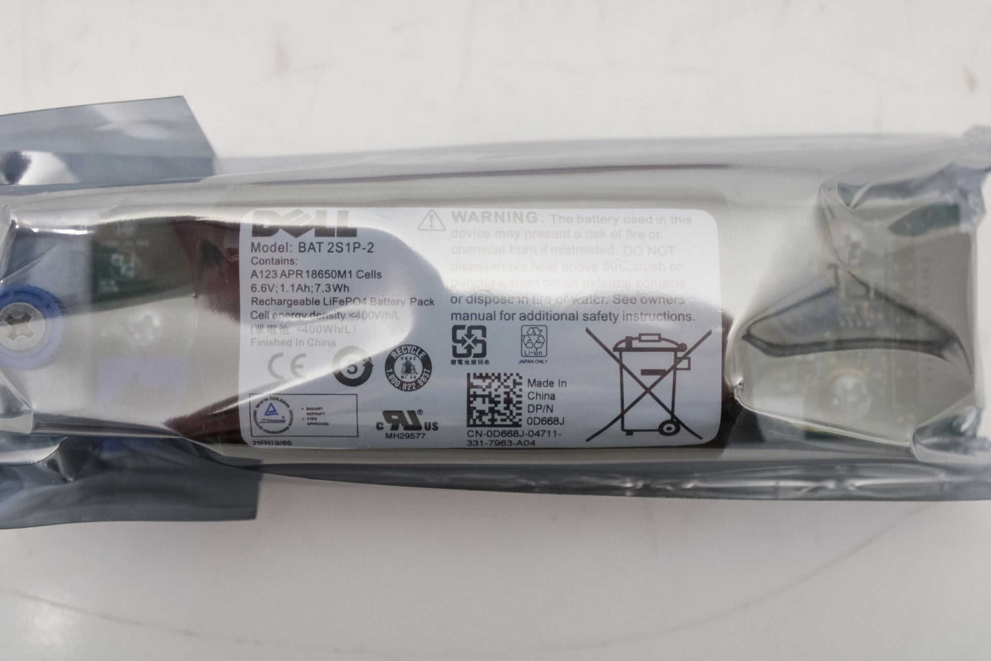 Dell D668J_NEW PowerVault RAID Controller Battery for MD3200i, MD3220i, MD3600, New Sealed
