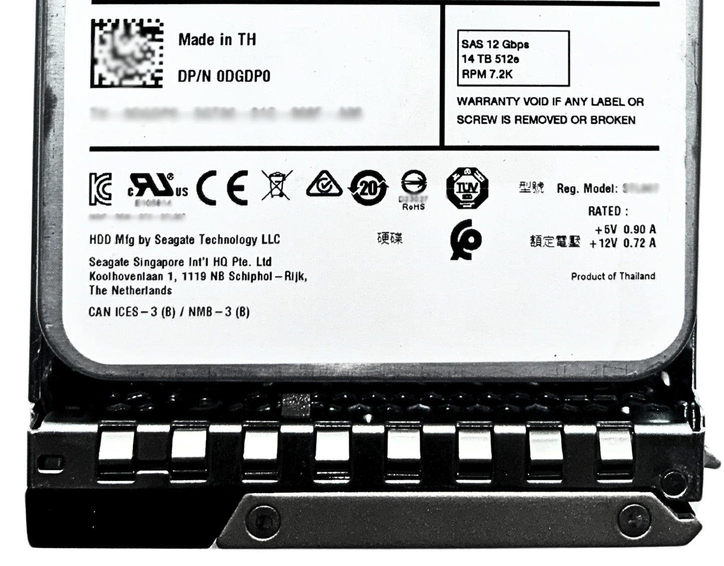 Dell DGDP0 14TB 7.2K SAS 3.5 12G ST14000NM016, Used