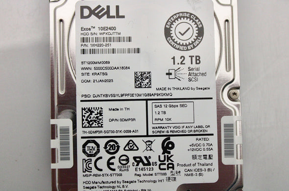 Dell DMP3R 1.2TB 10K SAS 2.5 12G SED HDD, Used