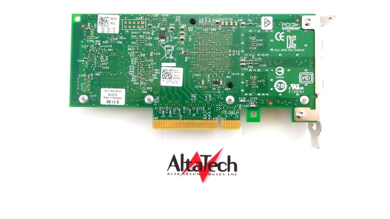 Dell 0F3VKG Intel X520-DA2 Dual Port 10GbE NIC, Used