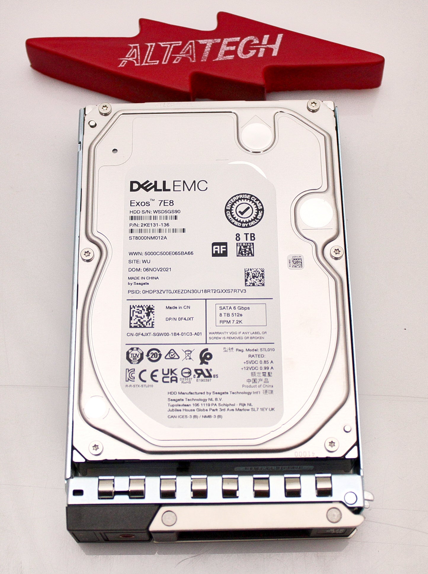 Dell F4JXT 8TB 7.2K SATA 3.5 6G 512e ISE 256g ST8000NM012A /2KE131-136, Used