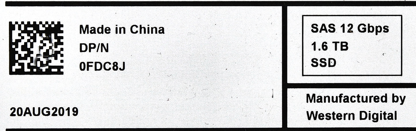 Dell FDC8J 1.6TB SSD SAS 2.5 12G RI HUSMR3216ASS200, Used