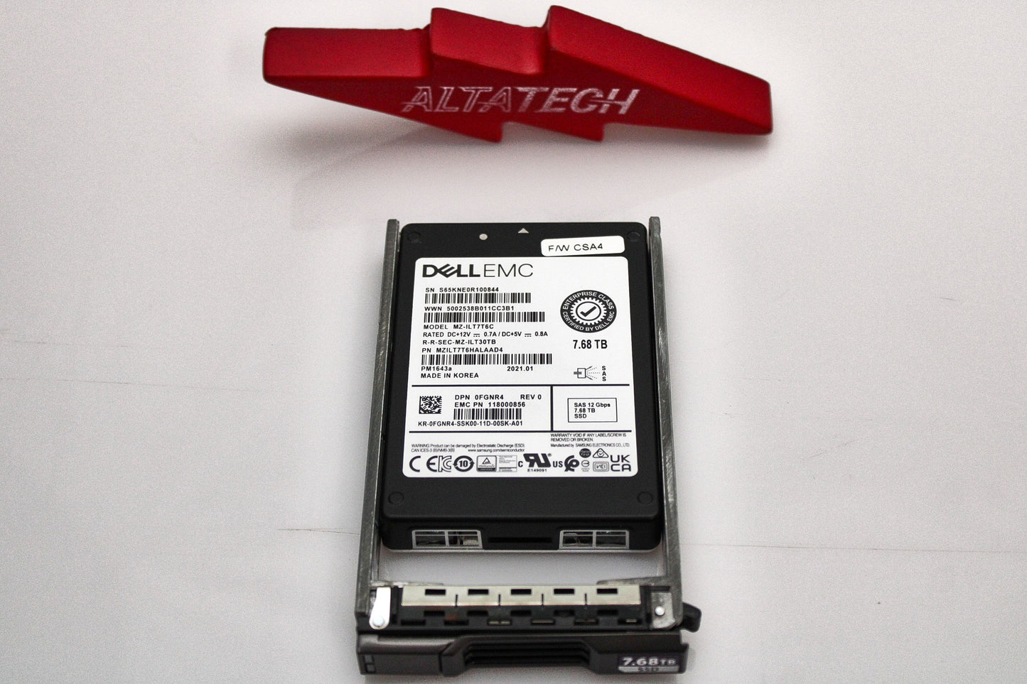 Dell FGNR4-CML 7.68TB SSD SAS 2.5 12G RI EP+ MZILT7T6HALA0D4 / MZ-ILT7T6C, Used