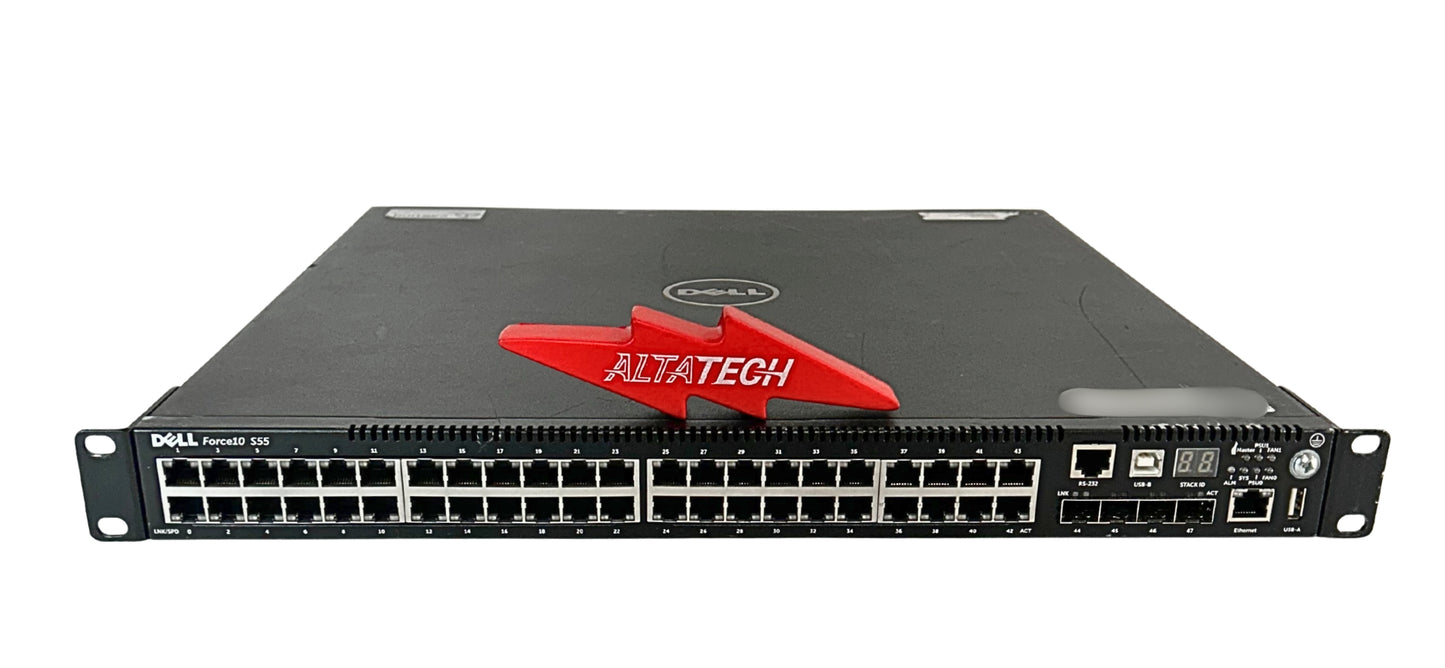 Dell FORCE10 S55 FORCE10 S55 44 Port RJ45 10GBE Switch, Used