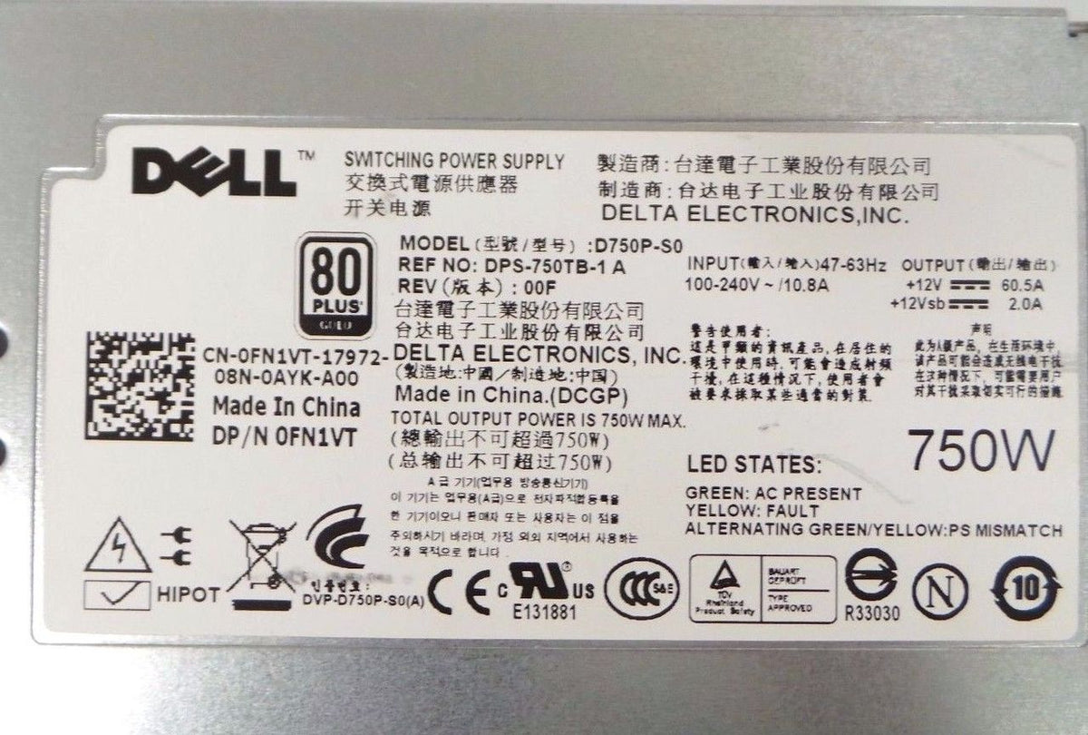 Dell 0G24H2 PowerEdge R510 750W Power Supply, Used