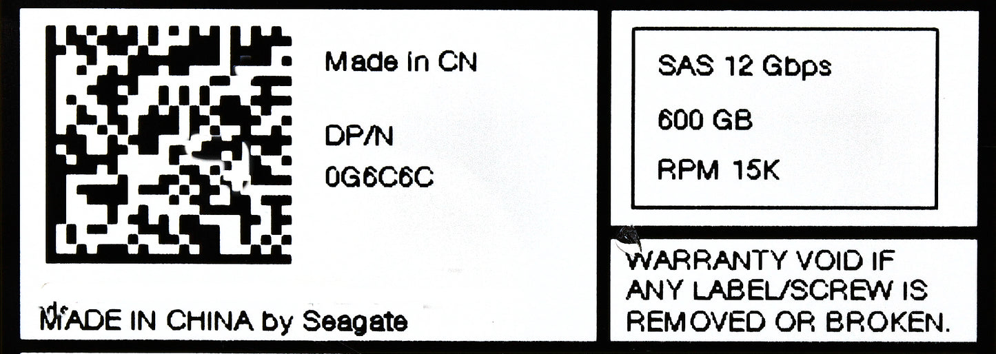 Dell G6C6C-EQL 600GB 15K SAS 2.5 12G HDD E+, Used