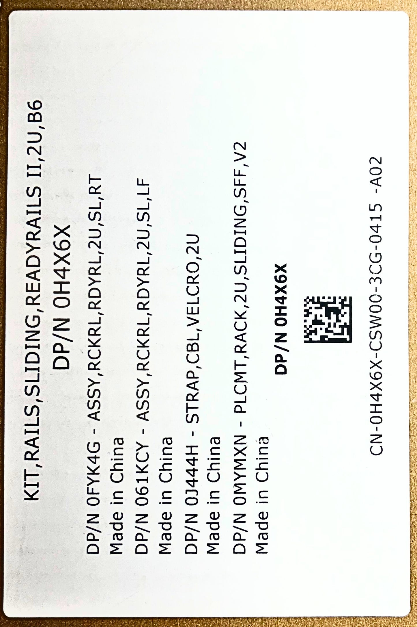 Dell H4X6X Rail Kit Sliding Ready R720/R820 LF, Used