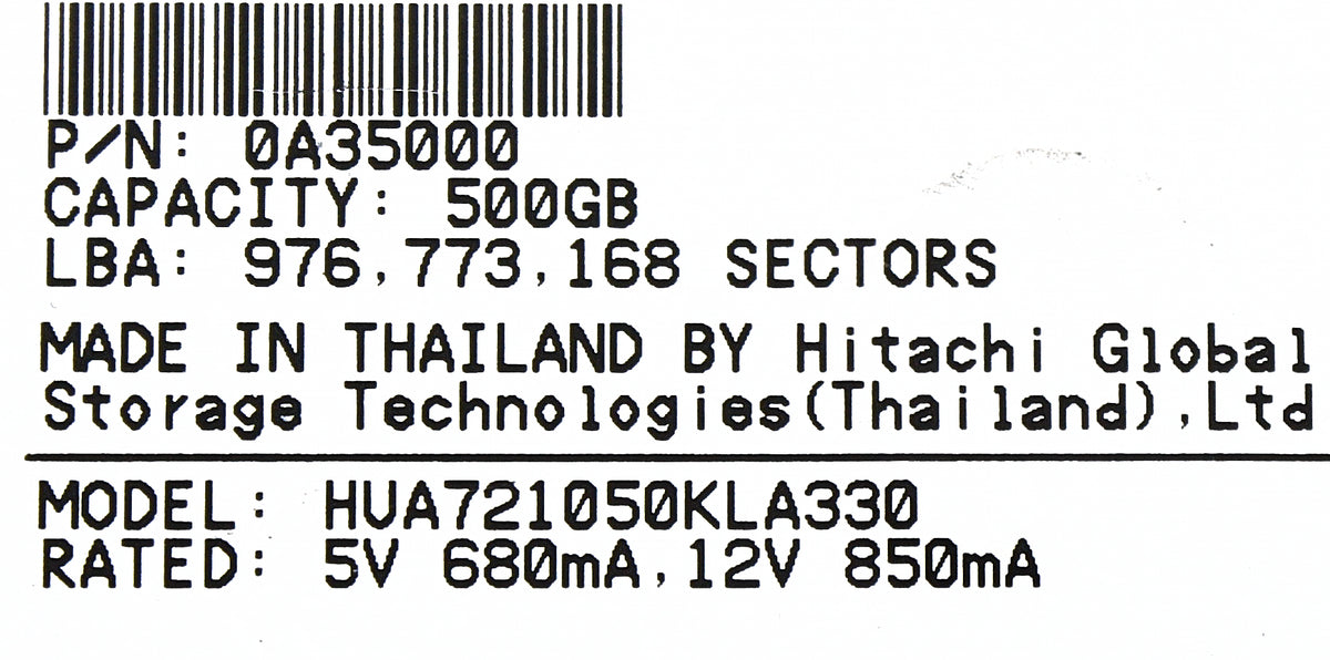 Dell HUA721050KLA330-EQL 500GB 7.2K SATA 3.5 3G PS6500, Used