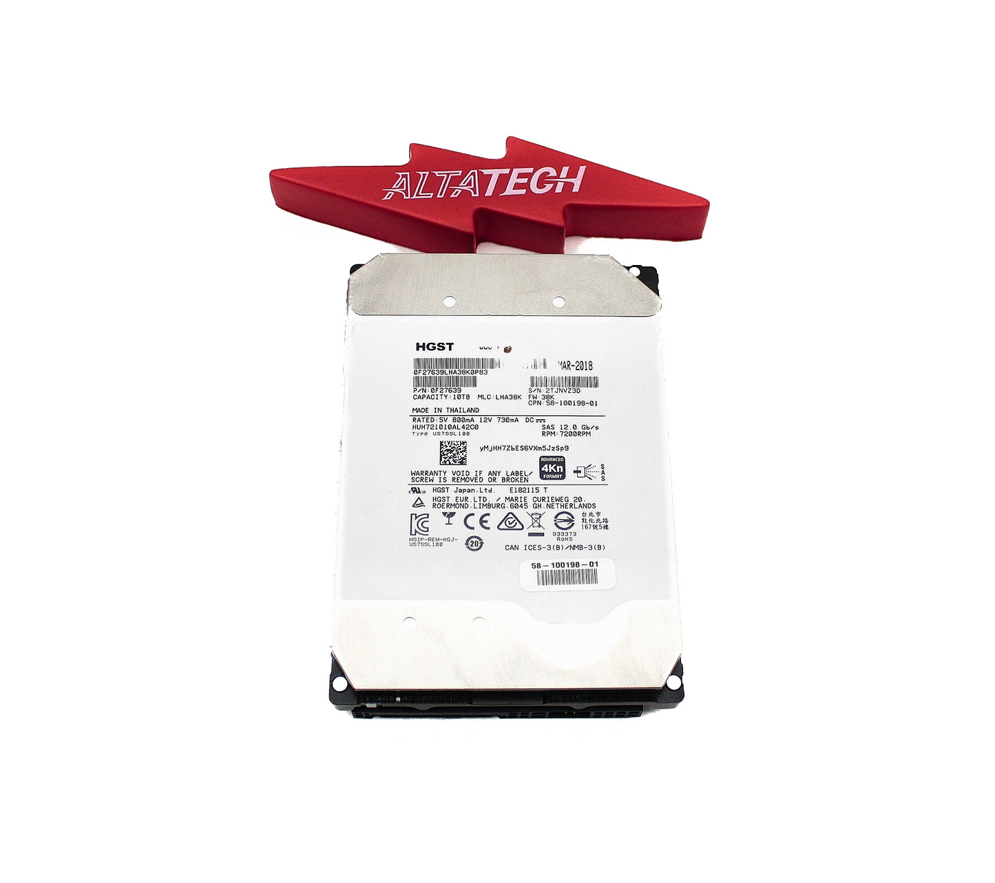 Dell HUH721010AL4200_REF 10TB 7.2K SAS 3.5 12G EP+ 4K HUH721010AL4200 / 0F27441, Used