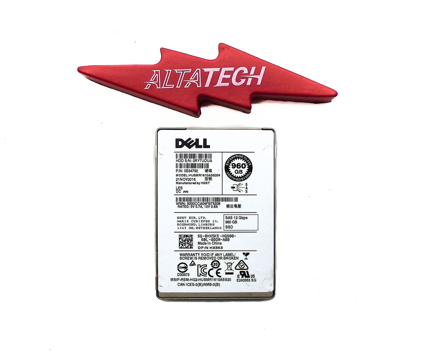 Dell HX5K5 960GB SSD SAS 2.5 12G RI HUSMR1610ASS204 / 0B34792, Used