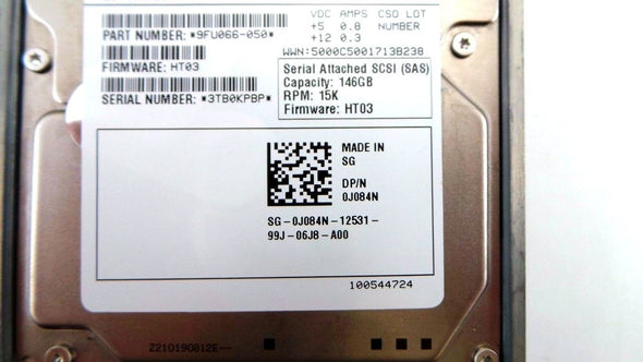 Dell 0J084N 146GB 15K SAS 2.5" 3G, Used